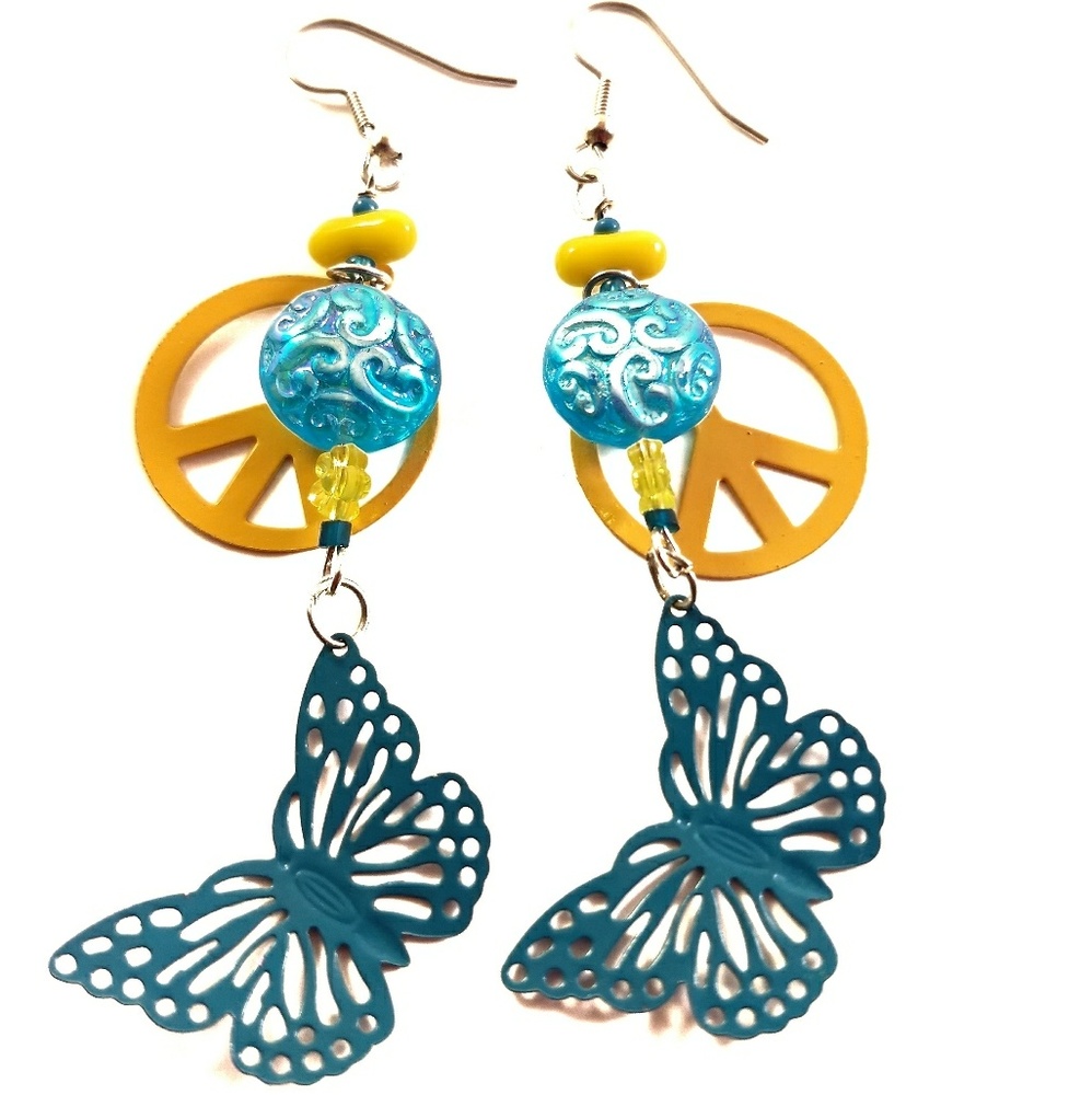 Butterflies & Peace ☮️ boho dangley earrings!